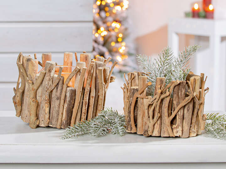 GILDE Treibholz mit Glasvase Medan